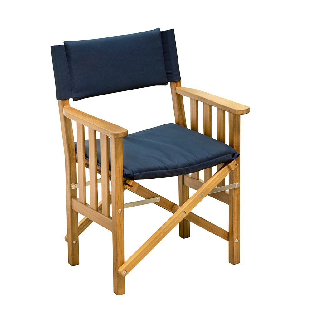 Whitecap Directors Chair II w/Navy Cushion - Teak