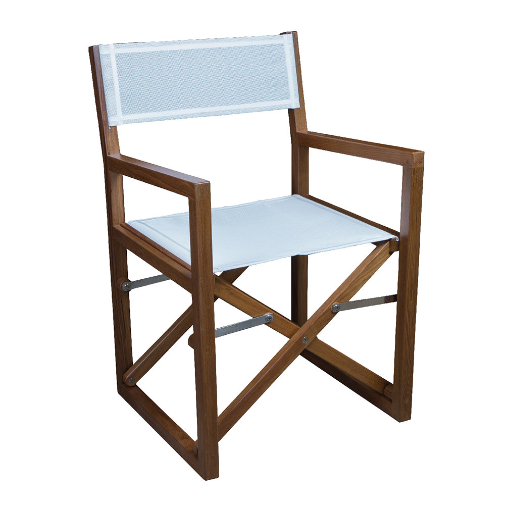 Whitecap Directors Chair w/White Batyline Fabric - Teak