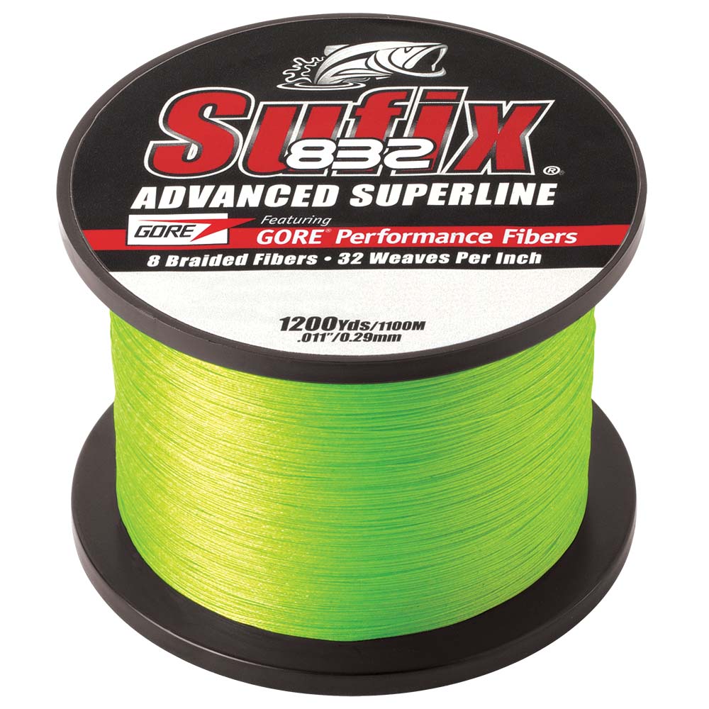 Sufix 832 Advanced Superline Braid - 10lb - Neon Lime - 1200 yds