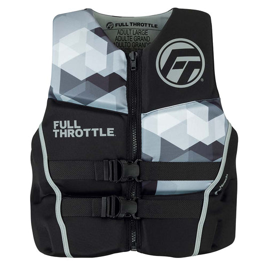 Full Throttle Mens Rapid-Dry Flex-Back Life Jacket - 2XL - Black/Grey