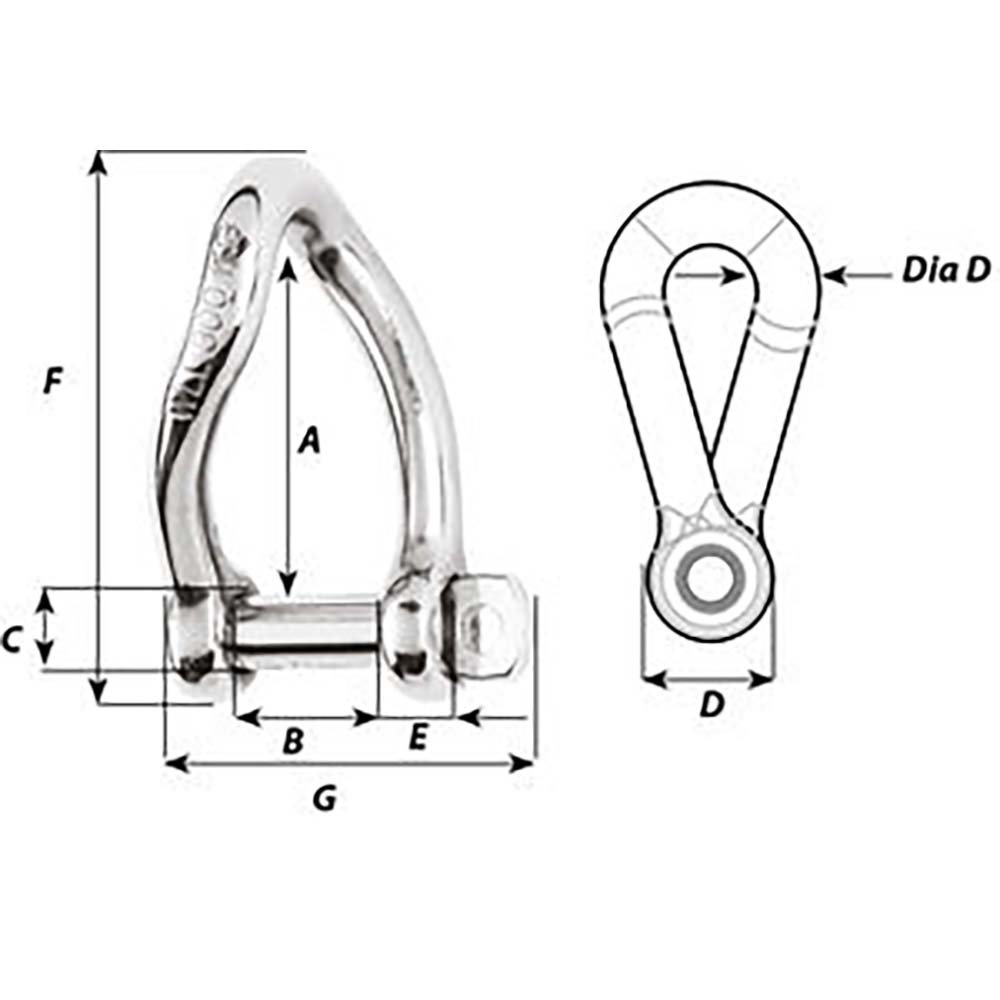 Wichard Self-Locking Twisted Shackle - Diameter 5mm - 3/16"