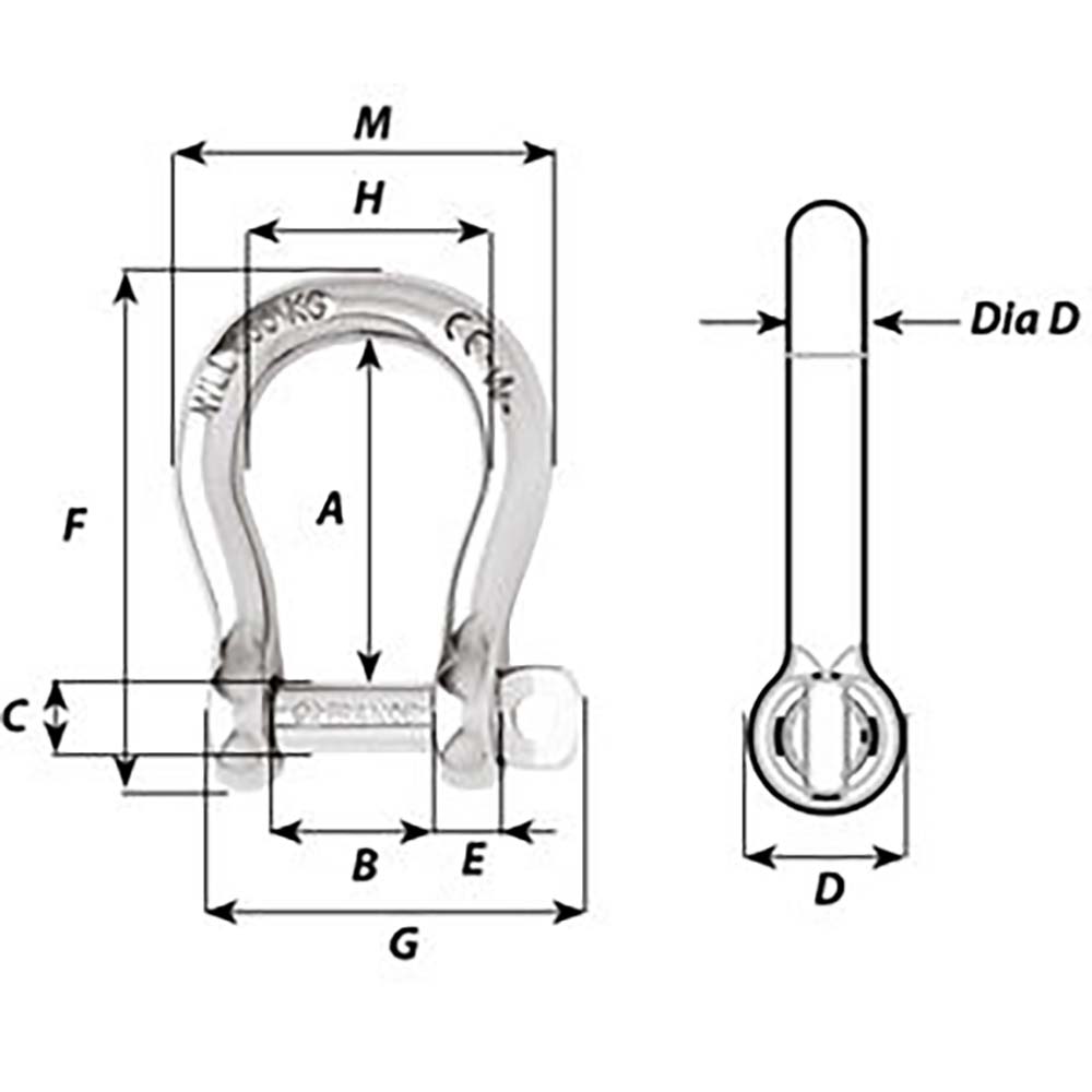 Wichard Self-Locking Bow Shackle - Diameter 8mm - 5/16"