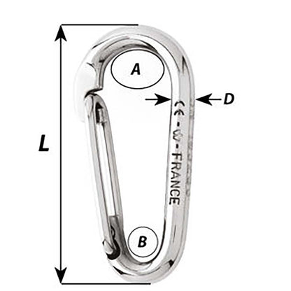 Wichard Symmetric Carbine Hook Without Eye - Length 100mm - 13/32"