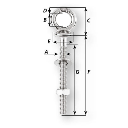 Wichard Eye Bolt - Diameter 5/32" - Length 4"