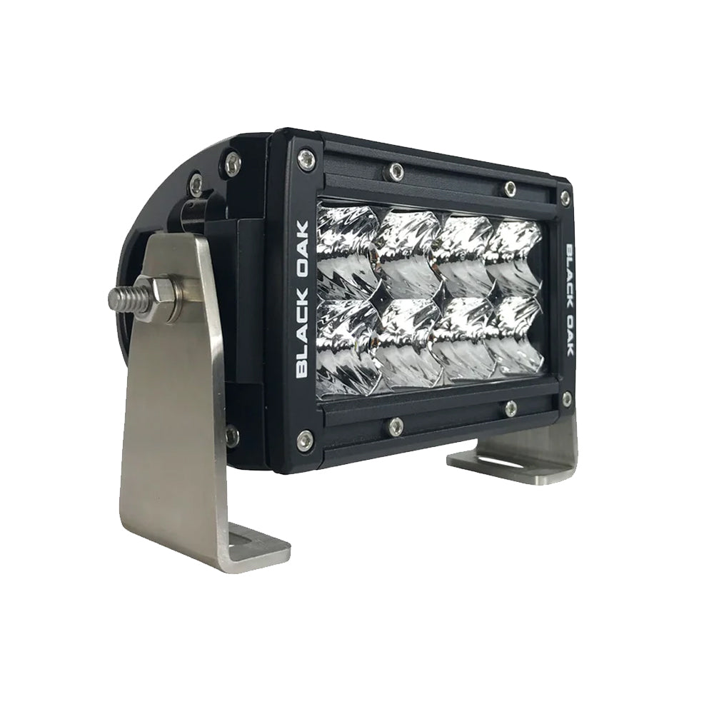 Black Oak Pro Series 3.0 Double Row 4" LED Light Bar - Flood Optics - Black Housing