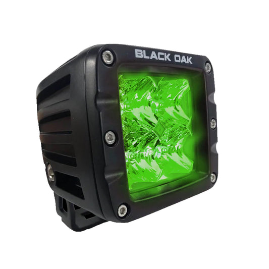 Black Oak 2" Green LED Hog Hunting Pod Light - Flood Optics - Black Housing - Pro Series 3.0