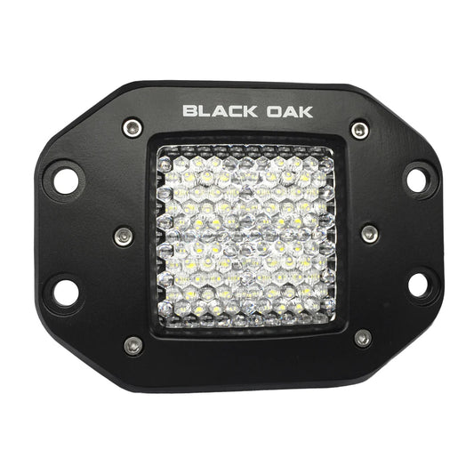 Black Oak 2" Flush Mount LED Pod Light - Flood Optics - Black Housing - Pro Series 3.0
