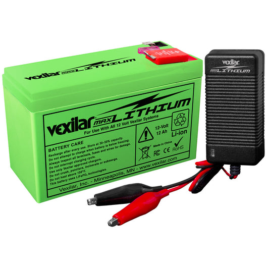 Vexilar 12V - 12 AH MAX Lithium Battery w/V-420L Rapid Charger