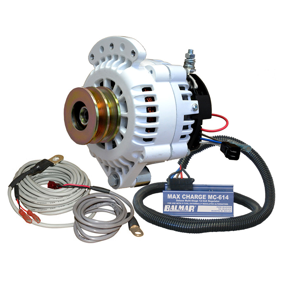 Balmar Alternator 100 AMP Kit 12V 1-2" Single Foot Spindle Mount Dual Vee Pulley Regulator  Temp Sensor