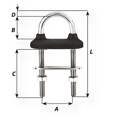 Wichard Black Watertight U-Bolt - 8mm Diameter - 5/16" - 80mm Length - 3-5/32"