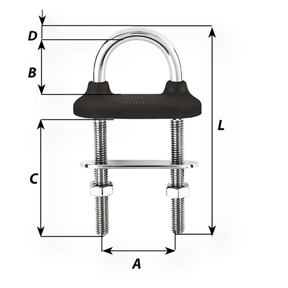 Wichard Black Watertight U-Bolt - 12mm Diameter - 15/32" - 130mm Length - 5-1/8"