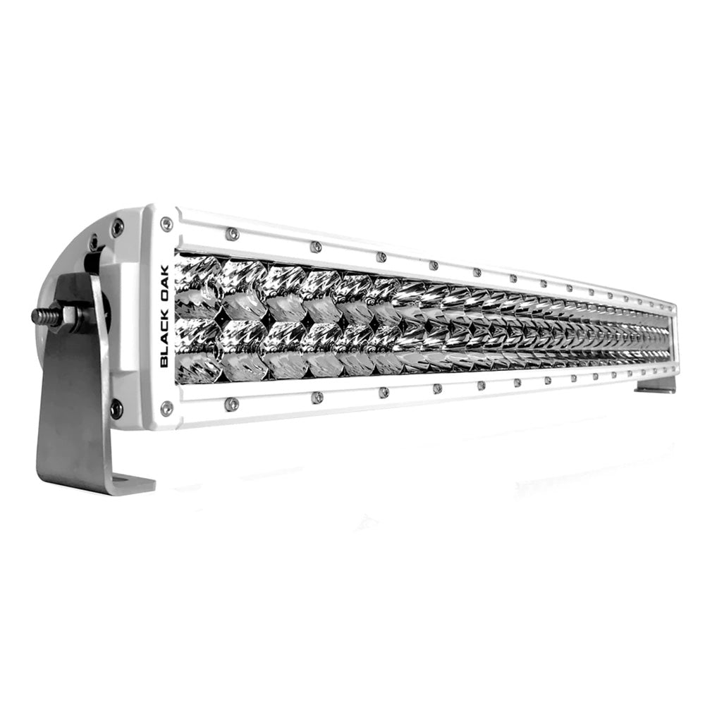 Black Oak 30" Marine Curved Double Row LED Light Bar - Spot Optics - White Housing - Pro Series 3.0