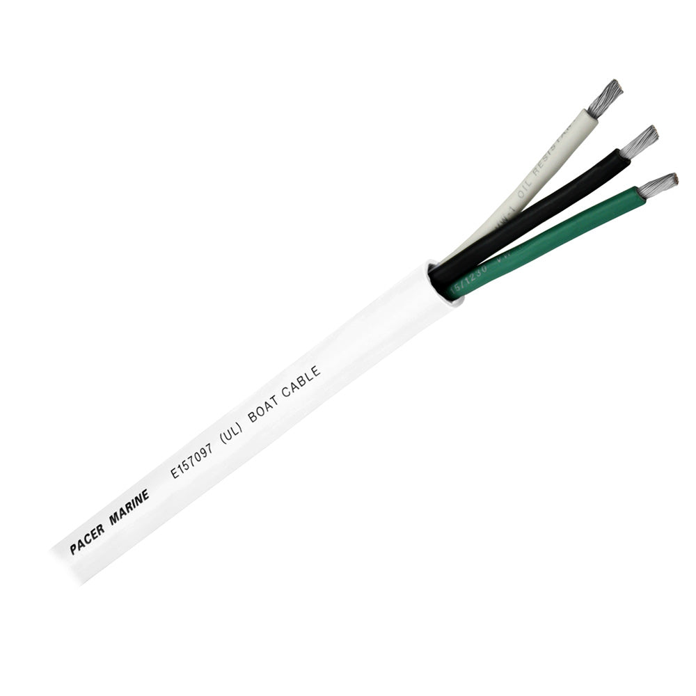 Pacer Round 3 Conductor Cable - 100 - 16/3 AWG - Black, Green  White