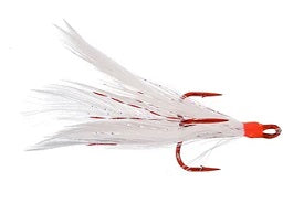 Mustad Dressed Treble Hooks 2ct Red Hook White Feather