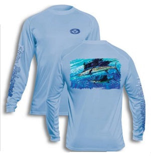 Flying Fisherman Performance Tee Sailfish Blue Mist XX-Large