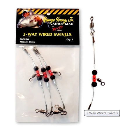 B'n'M Catfish Gear 3-Way Bumping Swivels 3ct