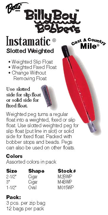 Betts Instamatic Slotted Weighted Float 3ct