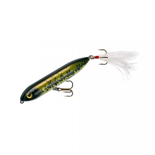 Heddon Feather Dressed Super Spook Jr 3.5" 1/2 oz Baby Bass